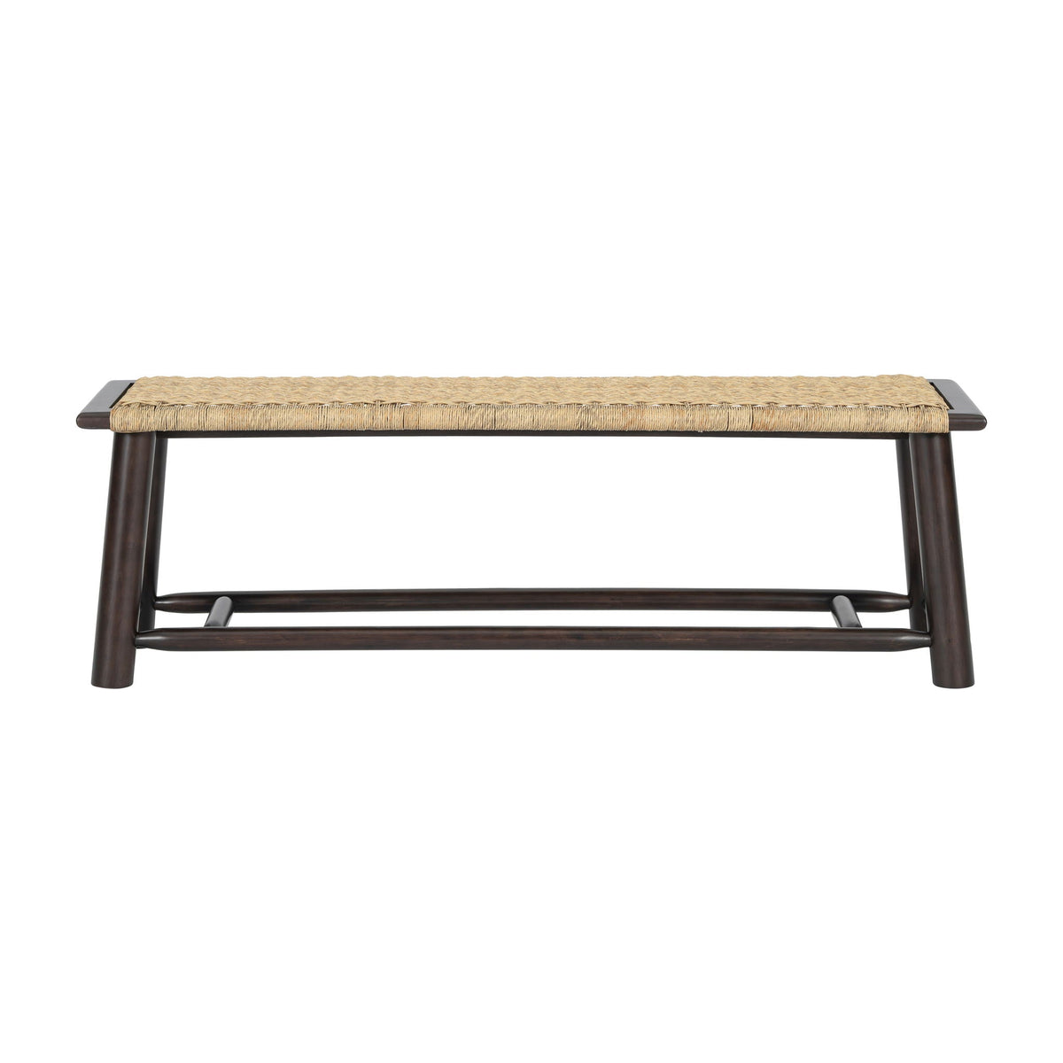 Farmhouse Modern Solid Wood Rattan Bench Multi Functional Design 59" Indoor & Covered Outdoor Bench - Walnut