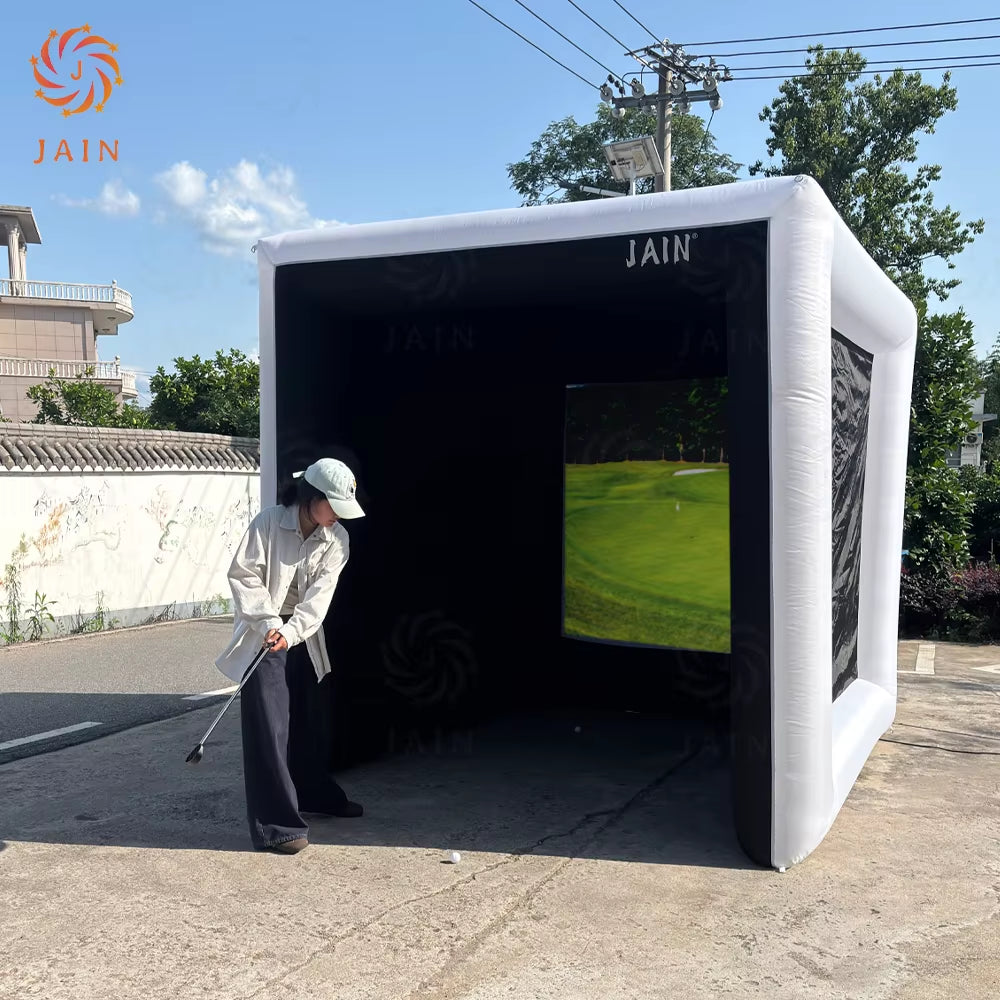 Indoor Inflatable Golf Simulator Kids Golf Practice Swing Tent Inflatable Driving Range Training Cage for Exercise & Play