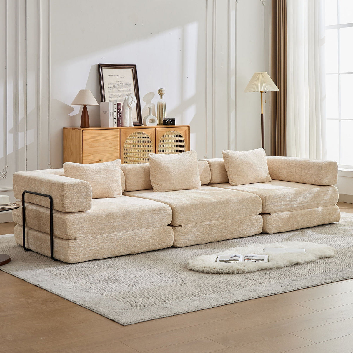 Convertible Floor Sofa Bed, Boneless Modular Sectional Sofa For Living Room