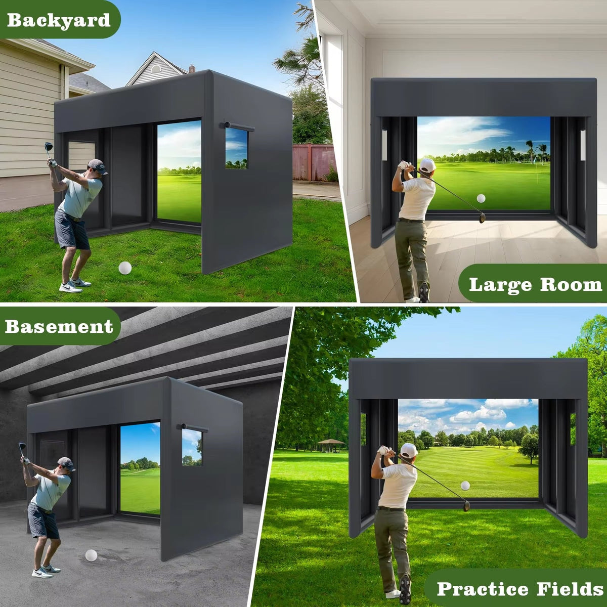 13Ft Inflatable Golf Simulator Enclosure Indoor/Outdoor Golf Practice Swing Tent with Projection Screen for All Skills