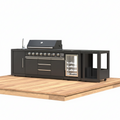 Akoah 4-Piece Modular Outdoor Kitchen Island Set with 8-Burner Grill, Fridge & Wheels
